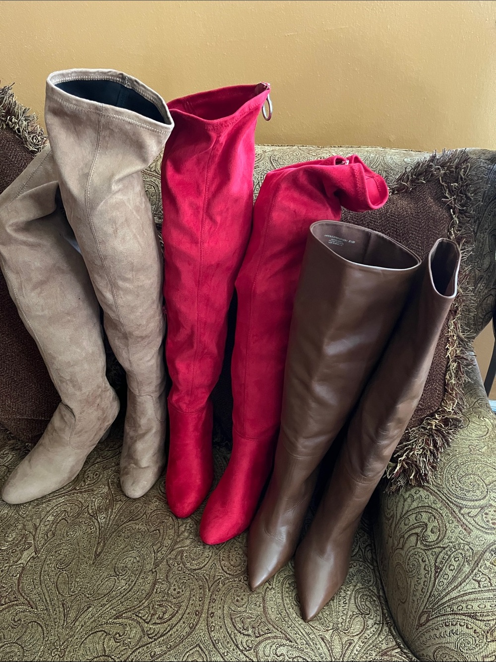 Steve Madden Over-the-Knee Boots Trio — Taupe, Red, Brown